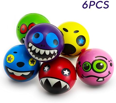 Stress Balls / Emoji Stress Relief / Soft PU Hand Ball / Monster Emoji Face Foam Soft Squeeze Ball for Kids Boys Girls Adults / Stress Novelty Toy Balls / Party Favors Pack Toy, Set of 6