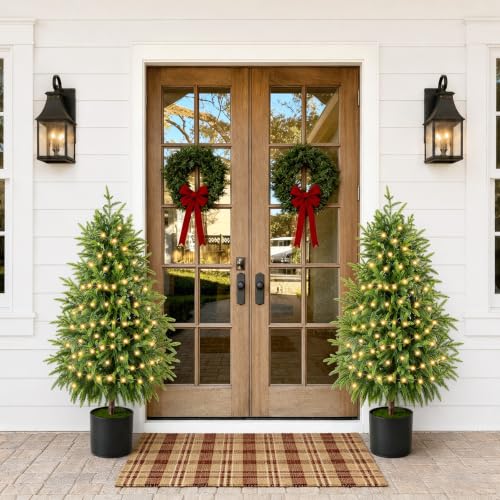 Christmas Decorations 2 Pack Pre Lit Artificial