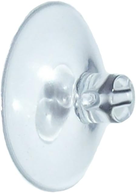 Packet of (20) 22 mm 2 mm side pilot hole suction cup, hole travels all the way through the suction cup nub to the other side, cups, sucker, suckers, clear vinyl PVC.