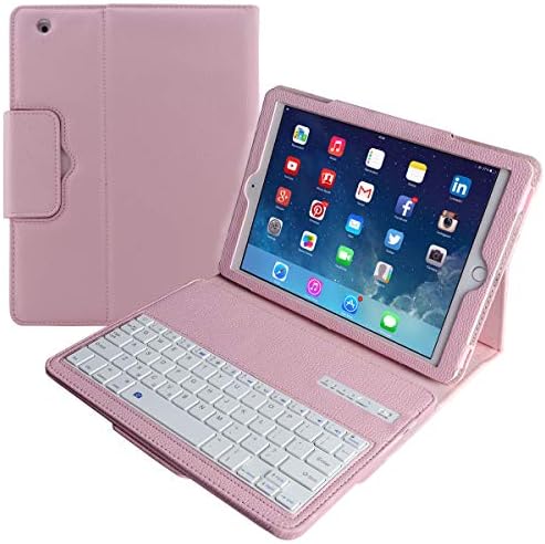 Eoso Keyboard Case for Apple iPad 4th Gen 2012, iPad 3rd Gen 2012, iPad 2 2011 Folding Leather Folio Cover with Removable Bluetooth Keyboard for (Old Model) iPad 2/3/4 (Pink)
