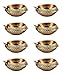 Hashcart Handmade (Set of 10) Indian Puja Brass Oil Lamp - Golden Diya Lamp Engraved Design Dia - 2.5 Inch