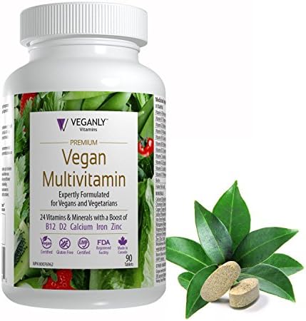 VEGANLY VITAMINS- High Potency Formula Vegan Mutlivitamin with B12 (1000mcg), Calcium (150mg), D2 ( 1000 IU). Take 1 per day. Simple All-In-One Premium Vitamin for Vegans &amp; Vegetarians