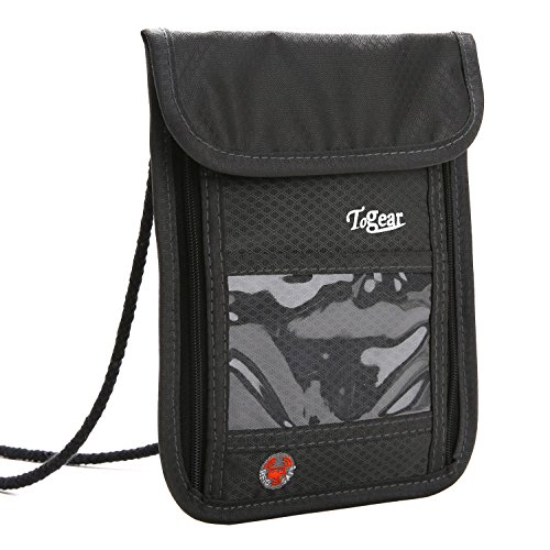 Travel Neck Pouch, RFID Blocking Passport Holder Necklace Wallet for Men & Women (Grey) Buy