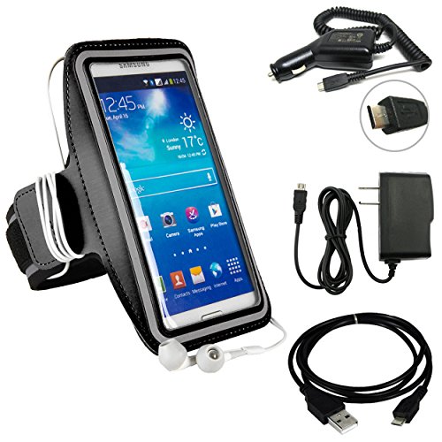 SumacLife Sports Exercise Armband For Amazon Fire Phone 32GB/64GB (AT&T) + Car Charger + Home Charger + USB Sync Cable