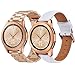 TOROTOP Compatible with Galaxy Watch 42mm Bands Women,2 Pack 20mm Leather Band + Stainless Steel Metal Business Replacement Bracelet Strap for Galaxy Watch 42mm Watch Rose Gold/Garmin Vivoactive 3