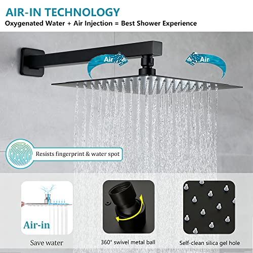 YESIMI Bathtub Shower System Matte Black All Metal Tub Shower Faucet