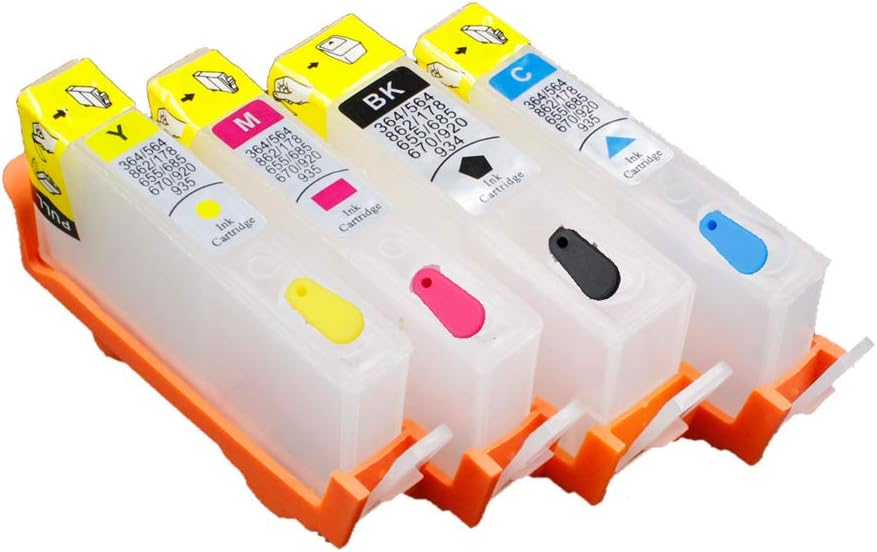 UniPrint 4pcs for hp364 HP 364 364XL Refillable Ink Cartridges with Permanent Chip 3070A B209a B210A 5515 B010a B109d B109a B110c 5520
