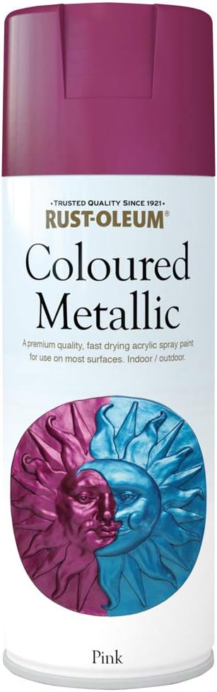 Rust-Oleum 400ml Metallic Spray Paint Pink for Wood Metal Ceramic Indoor Outdoor