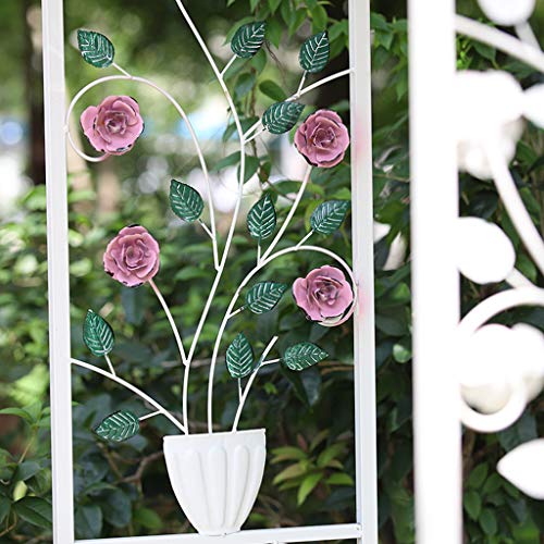 YICOL Rosenbogen Torbogen mit Tor 3D Rose Terrasse Balkon Arbor Pergola für Kletterpflanzen Trellis Support, Weiß – Bild 7