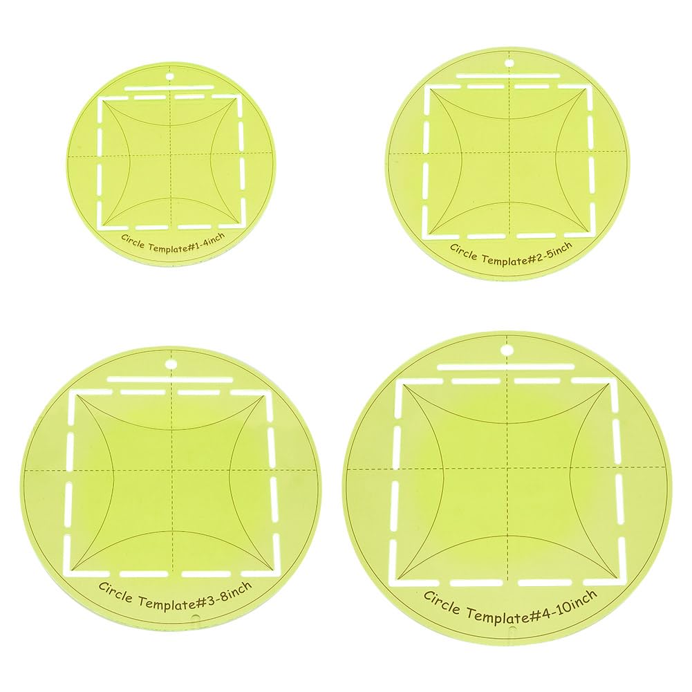Photo 1 of HOBBIESAY 4Pcs Circle Quilting Template 4/5/8/10 Inch Acrylic Circle Templates Round Sewing Template Set Essential Quilt Supplies for Cutting Patterns and Sewing Layer Cake Fabric