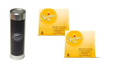 Senseo Kaffeepads Guten Morgen, Stark & Intensiv, Kaffee, neues Design, 2er Pack, 2 x 10 Pads + 1 grosse Pad Dose Metall besc