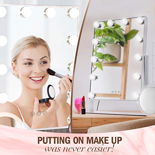 Albor Makeup Vanity Mirror with Lights - Lighted Makeup Mirror with Magnification Makeup Mirror with Lights Led Mirror Magnifying Mirror with Light Lighted Mirror Vanity Lights Vanity with Lights
