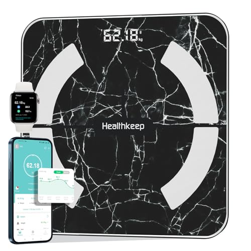 Balance - Báscula de equilibrio con Bluetooth (13 indicadores) para Andriod e iOS Max 180 kg/400 lb/28 cm, color negro