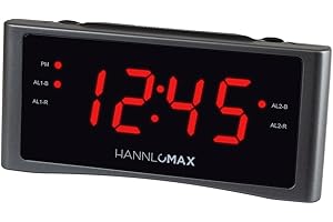HANNLOMAX HX-151CR Alarm Clock Radio, PLL AM/FM Radio, Dual Alarm, 1.2" Red LED Display, AC Operation only. (Silver Grey)