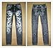 Women's Punk False Broken Hole Denim Print Fake Jeans Leggings (Black)