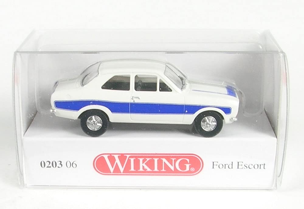 Wiking 020306 Ford Escort White/Blue Stripe 1968-74