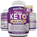 Nutrivein Keto Diet Pills 1250mg - Advanced Ketogenic Diet Weight Loss Supplement - BHB Salts Exogenous Ketones Capsules - Effective Ketosis Diet Fat Burner, Carb Blocker, Appetite Suppressant, 60 ct