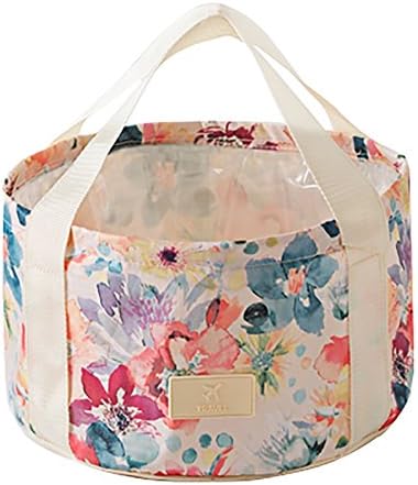 Mai Foot Tub Foldable Polyester Fabric Camping Portable Travel Bag Outdoor Barrel Wash Fruit Bowl Out Wash Basin Washbasin Household Foot Basin Travel Supplies 27 * 31 * 18.5cm (Color : A)
