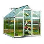 Palram Nature Series Mythos Hobby Greenhouse - 6' x 8' x 7'- Silver