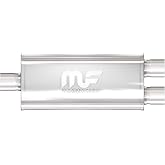 MagnaFlow Exhaust Products Performance Exhaust Muffler 12368: 2.5"/2.5" Inlet/Outlet, 5x8x24" Oval, Stainless Steel, Satin Finish