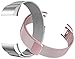 Fitbit Charge 2 Bands (2-Pack), Tecson Stainless Steel Metal Milanese Replacement Wristband Bracelet Strap with Magnet Lock for Fitbit Charge 2, Rose Gold, Champagne, Rose Pink, Black, Silver
