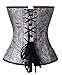 Charmian Women's 12 Spiral Steel Bones Steampunk Vintage Faux Leather Zipper Overbust Corset Zipper-black XXX-Large