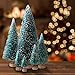 Leinuosen Mini Christmas Trees Artificial Sisal Trees Snow Frost Ornaments with Wooden Bases for Christmas Home Party Decoration (Size 1, 43 Pieces)
