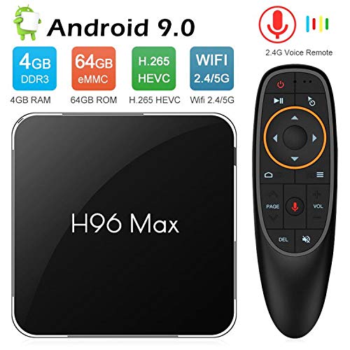 NewPal TV Box, H96MAX X2 Android 9.0 TV Box with Voice Remote 4G 64G 4K Stream Media Player Support 2.4G/5G WiFi (Best Av For Android 2019)