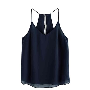 HUYURI Frauen Sommer ärmelloses reizvolles Chiffon- Behälter-Getreide übersteigt Weste-Blusen-T-Shirt