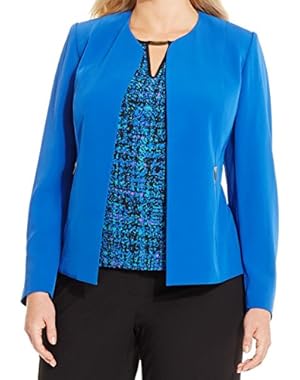 Calvin Klein Plus Size Open-Front Zip-Pocket Jacket!