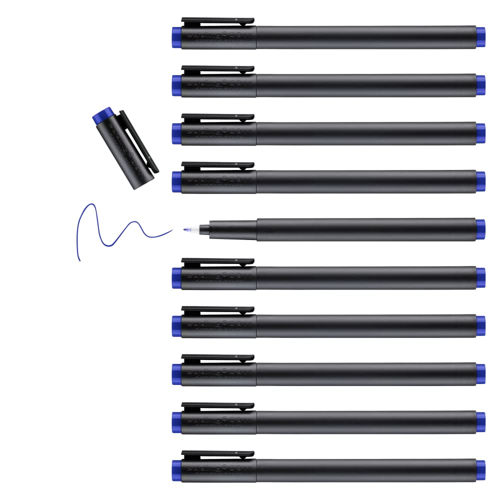 edding 8011 cleanroom marker - blue - 10 pens - fine round tip 0.6 mm - for writing on cleanroom paper, foils, laminated paper - low-dust product without label