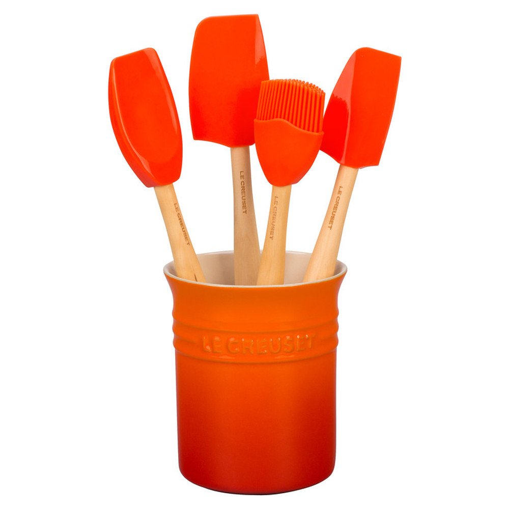 LE CREUSET 1L Classic Crock with 4 Jewel Spatulas Volcanic - 4c Box