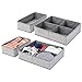 mDesign Soft Fabric Dresser Drawer and Closet Storage Organizer Set for Child/Kids Room, Nursery, Playroom - 4 Pieces, 10 Compartments - Herringbone Print with Solid Trim, Set of 2 - Gray