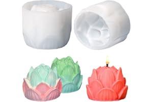 Cestony 3D Lotus Shape Candle Silicone Molds for Making Candle Resin Pillar Aromatherapy Candles Wax Soap Flower Specimen Clay Craft