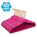 HOUSE DAY Velvet Kids Hangers 60 Pack, Premium Childrens Hangers for Closet, Ultra Thin Cute Clothes Hanger, Non Slip Small Felt Hanger 14 Inch for Kids Clothes, Hot Pink