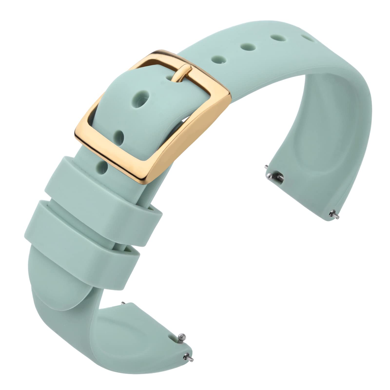 ANNEFIT Silicone Watch Straps, Quick Release Rubber Sport Band 20mm with Classic Gold Clasp (Light Green)