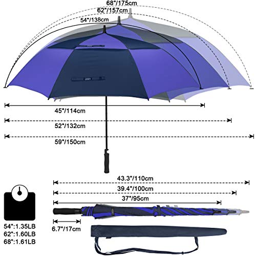 image for G4Free 68 Inch Automatic Open Golf Umbrella Double Canopy Extra Large 