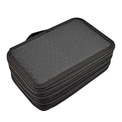 Painting Pencils Case with Zipper 72 holder Art Pen Case Canvas Protection Drawing Case(black)