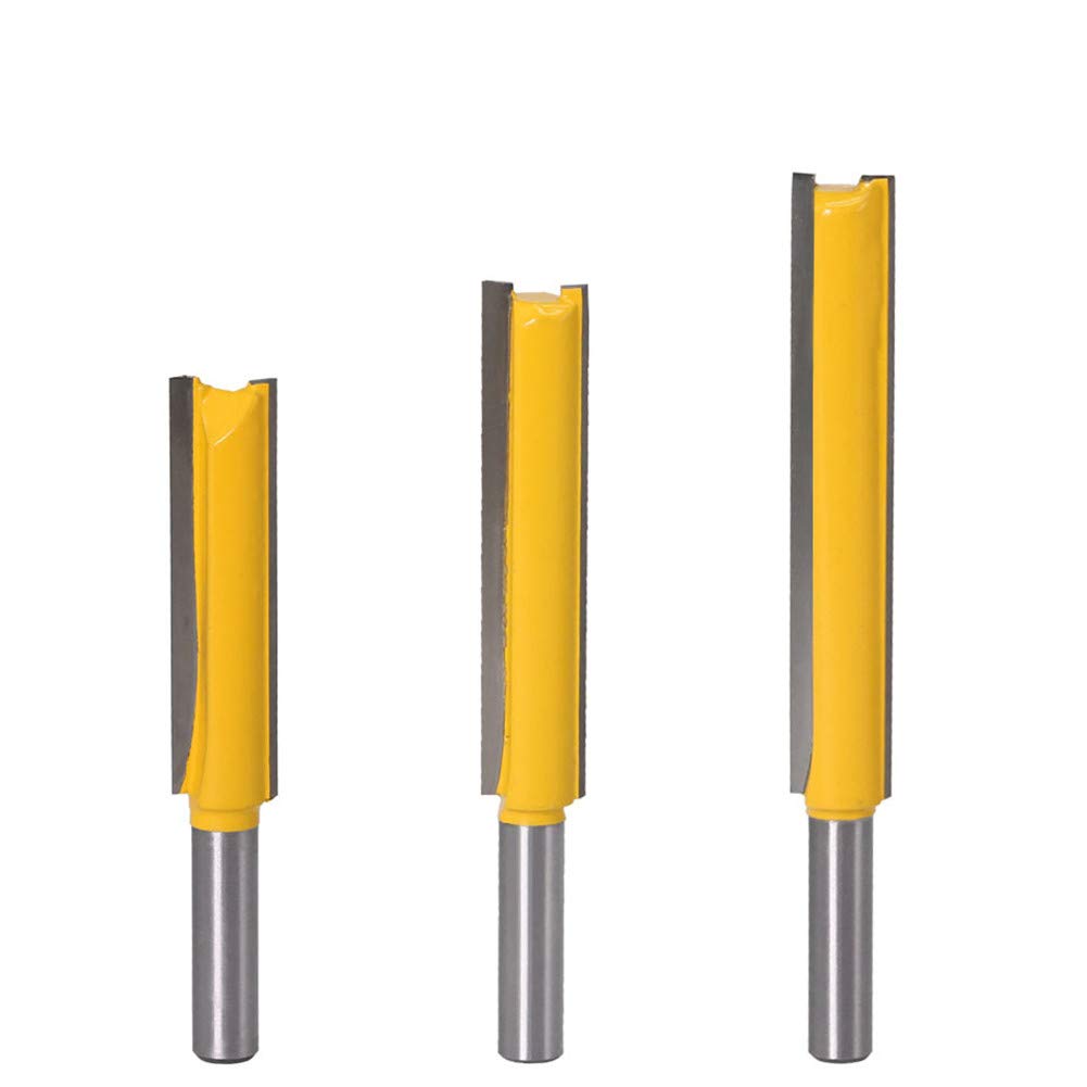 Petansy 8mm Shank Straight Bit Set Carbide Wood Milling Cutter Woodworking Tools 3Pcs Extra Long Straight Router Bit 8 * 1/2 * 50, 8 * 1/2 * 63, 8 * 1/2 * 76