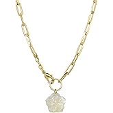 Chunky Pearl Hibiscus Necklace for Women – Premium Waterproof, Tarnish-Free, Gold PVD Coated Jewelry – Hypoallergenic – Perfect for Beach, Weddings, Gifts – 18 Inch Length