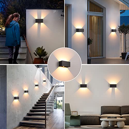 LED Wall Light Indoor/Outdoor with Motion Sensor, 24 W Wall Lamp, IP 65 Waterproof Outdoor Wall Light, 3000 K Warm White Wall Lighting, Modern Outdoor Light with Up Down Adjustable Beam Angle, Black