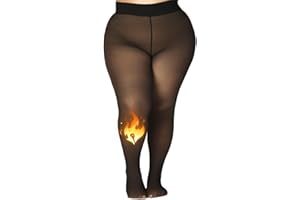 MERYLURE Plus Size Fleece Lined Tights,Winter Warm Fake Translucent Leggings for Women,Thick Thermal Pants Pantyhose
