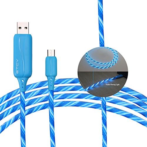 USB Lighting Cable, Luminous Flowing EL Cable / Charger Cord for HTC Samsung Galax/HTC Android Smartphones and Tablets (blue)