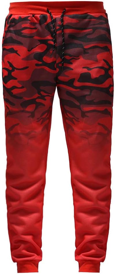 Mens Lightweight Pants,Fashion Men Outdoor Packwork Camouflage Black Splicing Drawstring Trousers Pants