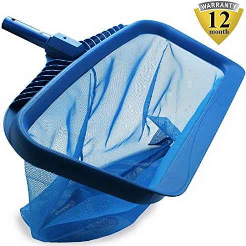 Pool Skimmers 17" Pool Nets Heavy Duty Pool Rake, Modern Leaf Scoop - Easy Glide Low Drag Skimmer Scoop - Double Stitched Net Bag, Finer Mesh Netting for Smaller Particles Fast Scoop - Blue