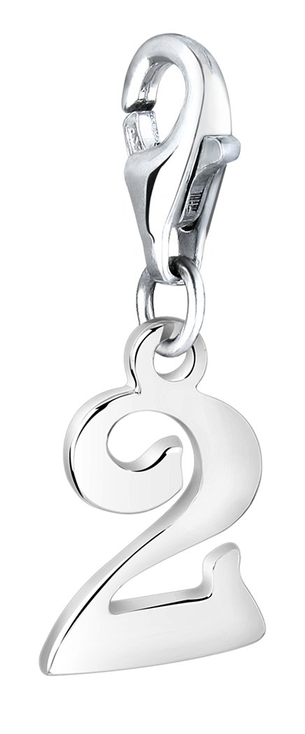 Nenalina 713257-000 Number 2 Pendant in 925 Sterling Silver For All Standard Charm Bracelets