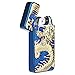 Padgene Electronic Pulse Double Arc Cigarette Lighter, Chinese Dragon Windproof Flameless USB Rechargeable Arc Lighter, Dark Blue