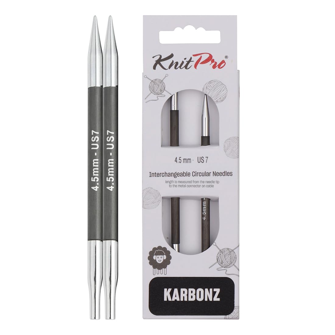 KnitPro Karbonz Interchangeable Circular Needles 4" (10cm) | 4.50 mm โ image 1