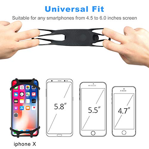 Bike Mount, WAAO Universal Bicycle Phone Holder, Adjustable Silicone Handlebar Rack for Samsung Galaxy S9/S8 Plus, All 4.0"-6.0" Phones, Ideal for Road Mountain Bikes Motorcycle
