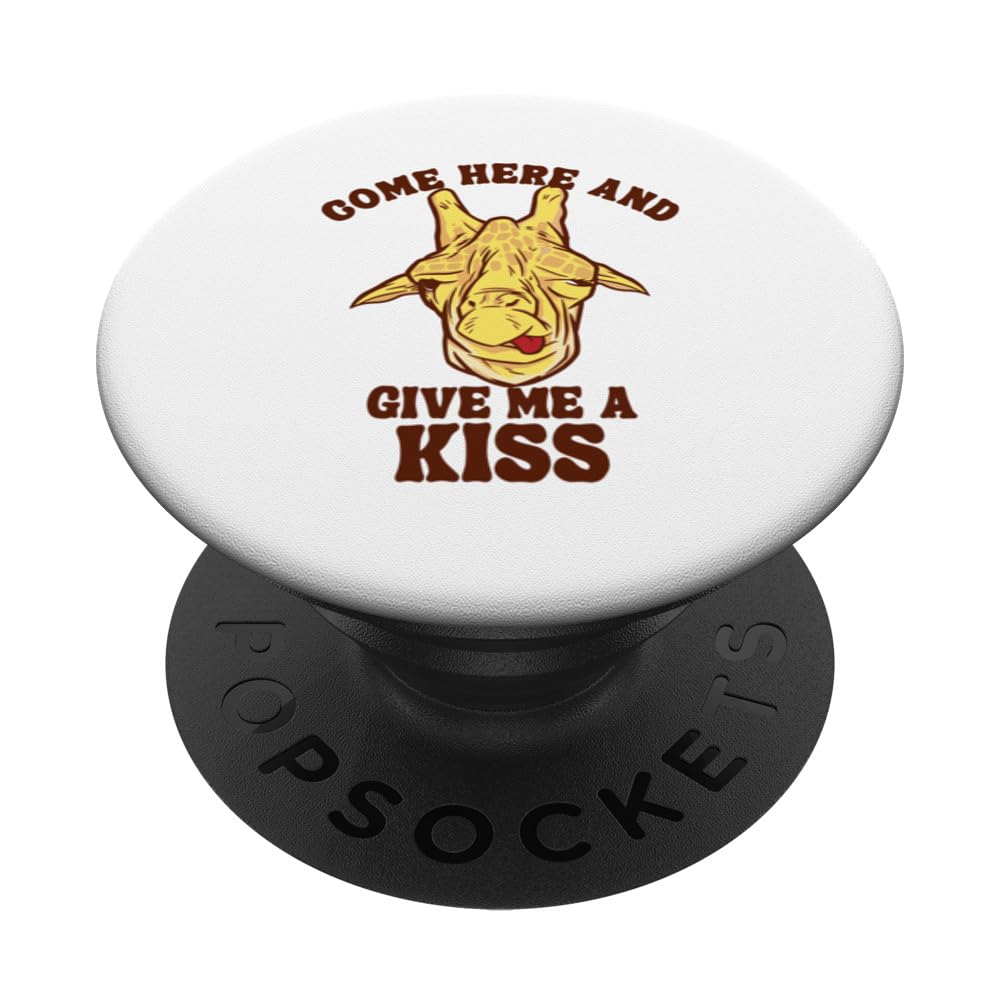 Come Here And Give Me A Kiss African Giraffidae Giraffe PopSockets Swappable PopGrip